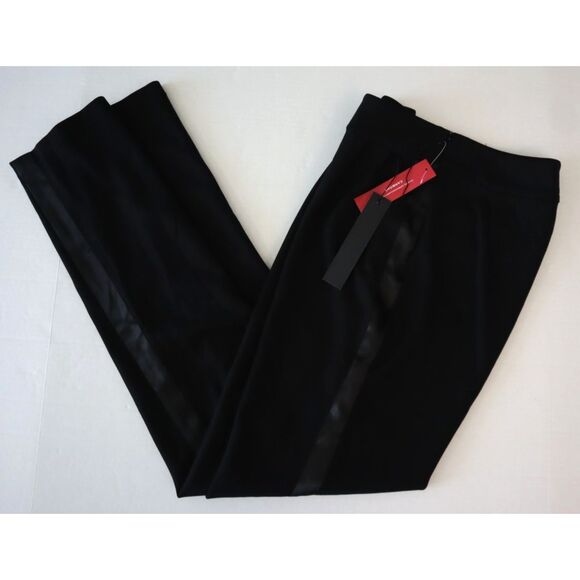 CARBON38 YD832 Women's Sz XS Black Satin Side Stripe Straight Leg Tuxedo Pants - Picture 12 of 13
